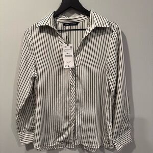 Zara Black and White Striped Blouse